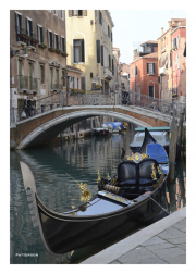 Side Canal with Bridge and Gondola, Venice, Italy